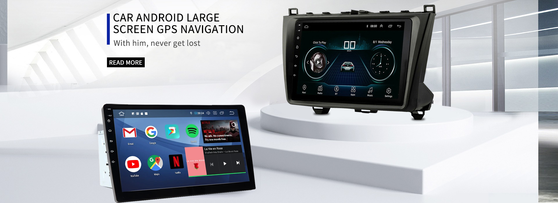 ГПС навигација са великим екраном за аутомобил у Андроиду