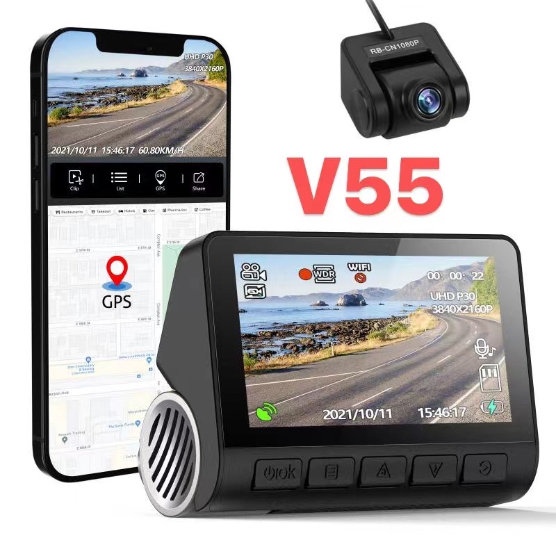 4G ..4K med skærm ultra HD skjult køreoptager dobbelt foran og bagpå 2 kanaler dobbelt optagelse WIFI, GPS-positionering, mobiltelefonforbindelse