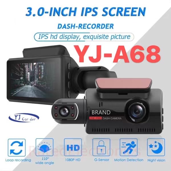 កាមេរ៉ា HD ដែលលាក់នៅលើយន្តហោះ 360 ដឺក្រេ tachograph អេក្រង់ 3 អ៊ីង IPS ខាងមុខ និងខាងក្រោយ dual lens រូបភាពបញ្ច្រាស 1080P